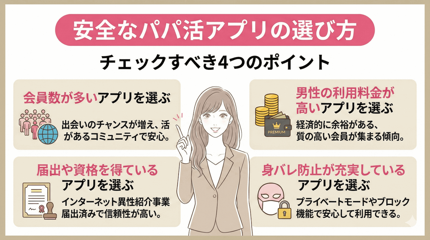 安全なパパ活アプリの選び方