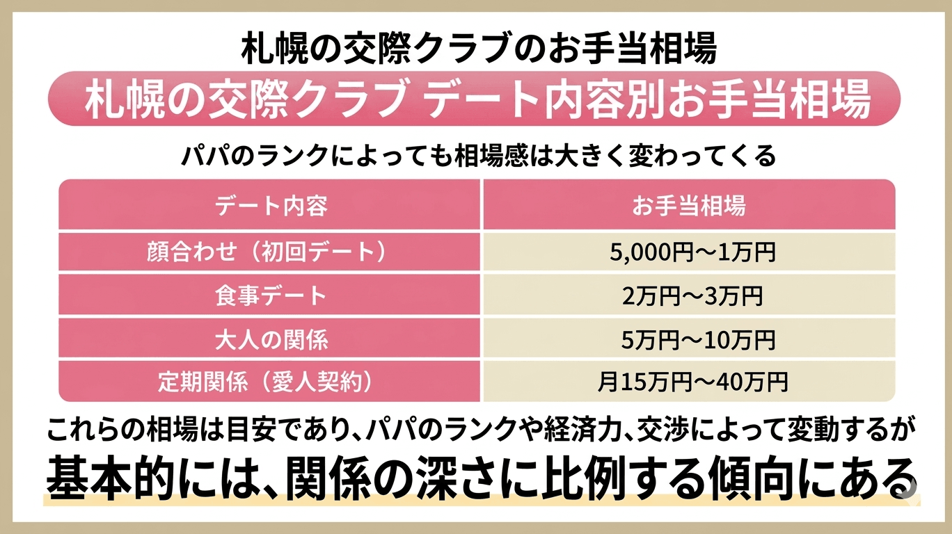 札幌の交際クラブのお手当相場