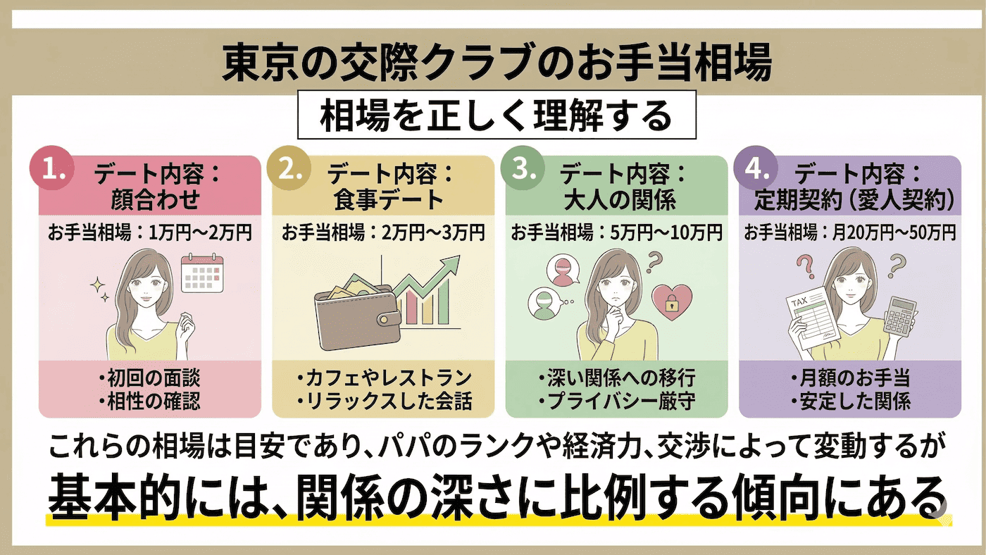 東京の交際クラブのお手当相場