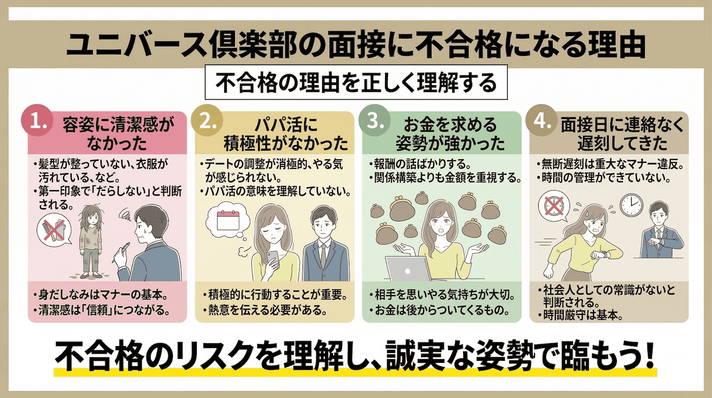 ユニバース倶楽部の面接に不合格になる理由