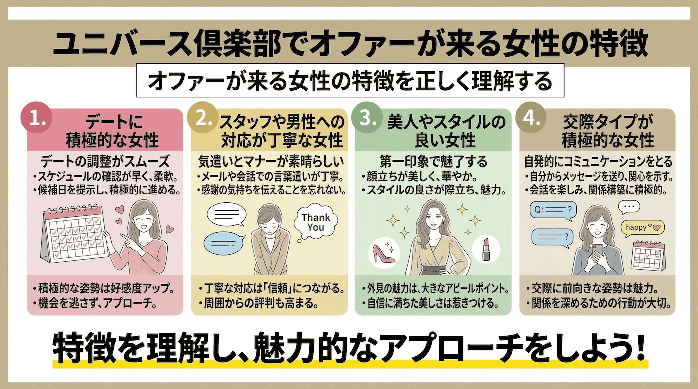 ユニバース倶楽部でオファーが来る女性の特徴