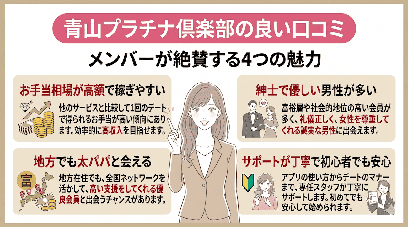 青山プラチナ倶楽部の良い口コミ