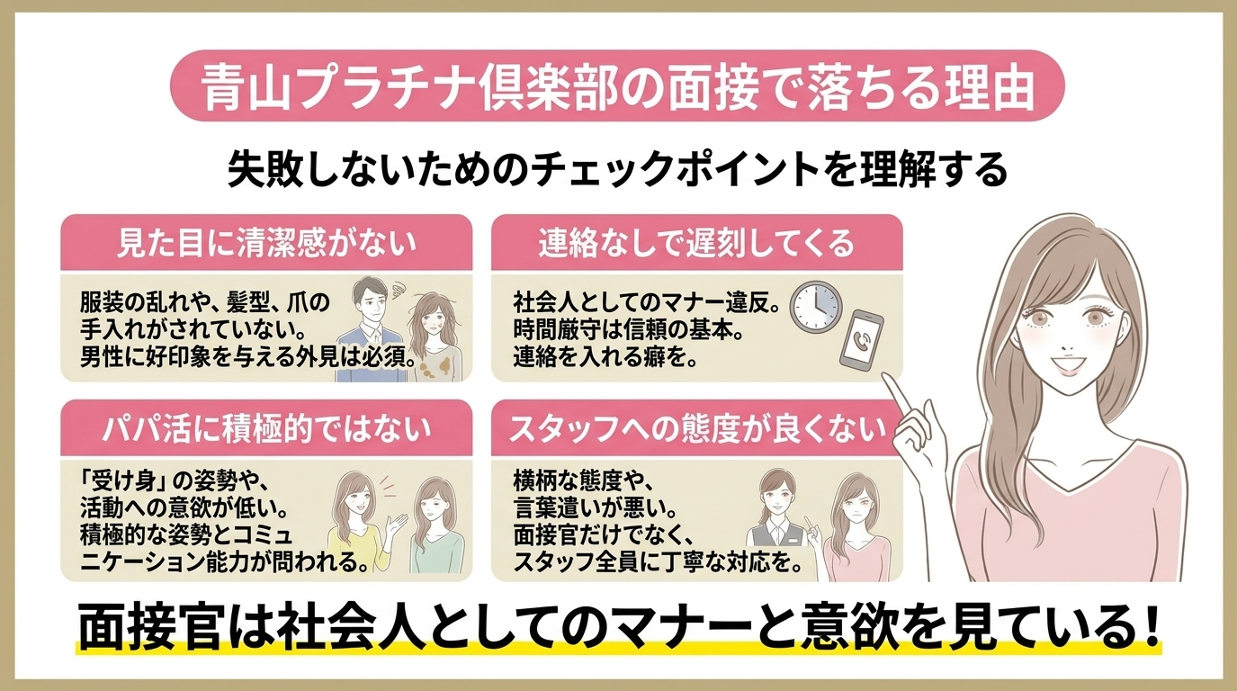 青山プラチナ倶楽部の面接で落ちる理由