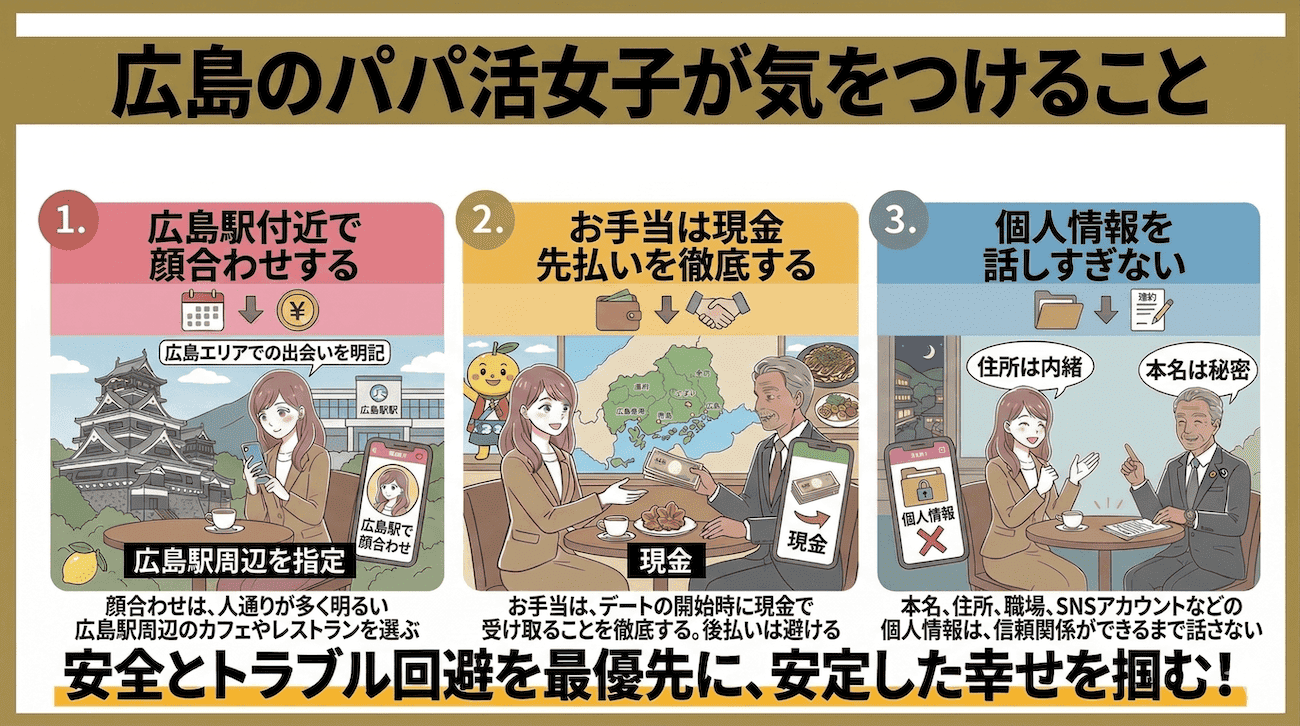 広島のパパ活女子が気をつけること