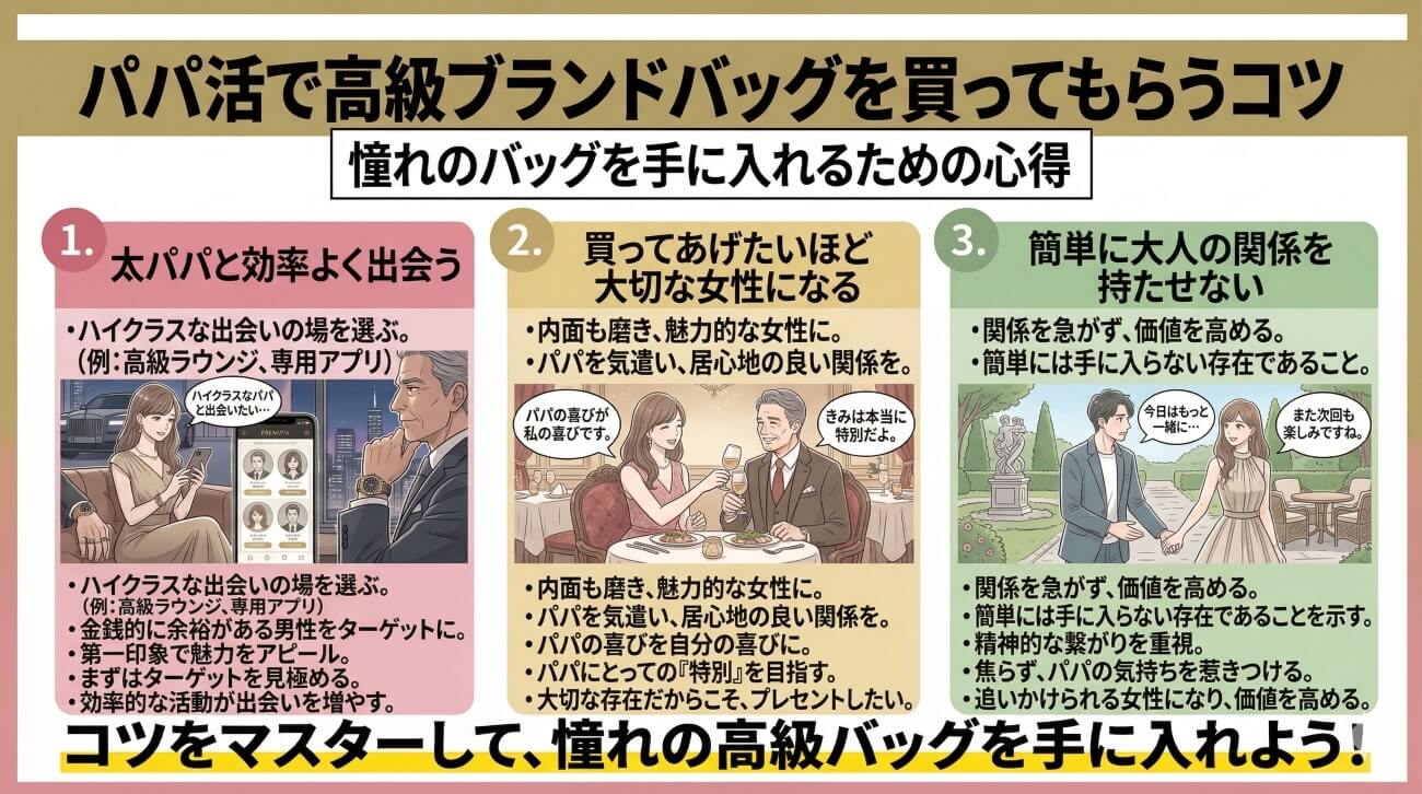 パパ活で高級ブランドバッグを買ってもらうコツ
