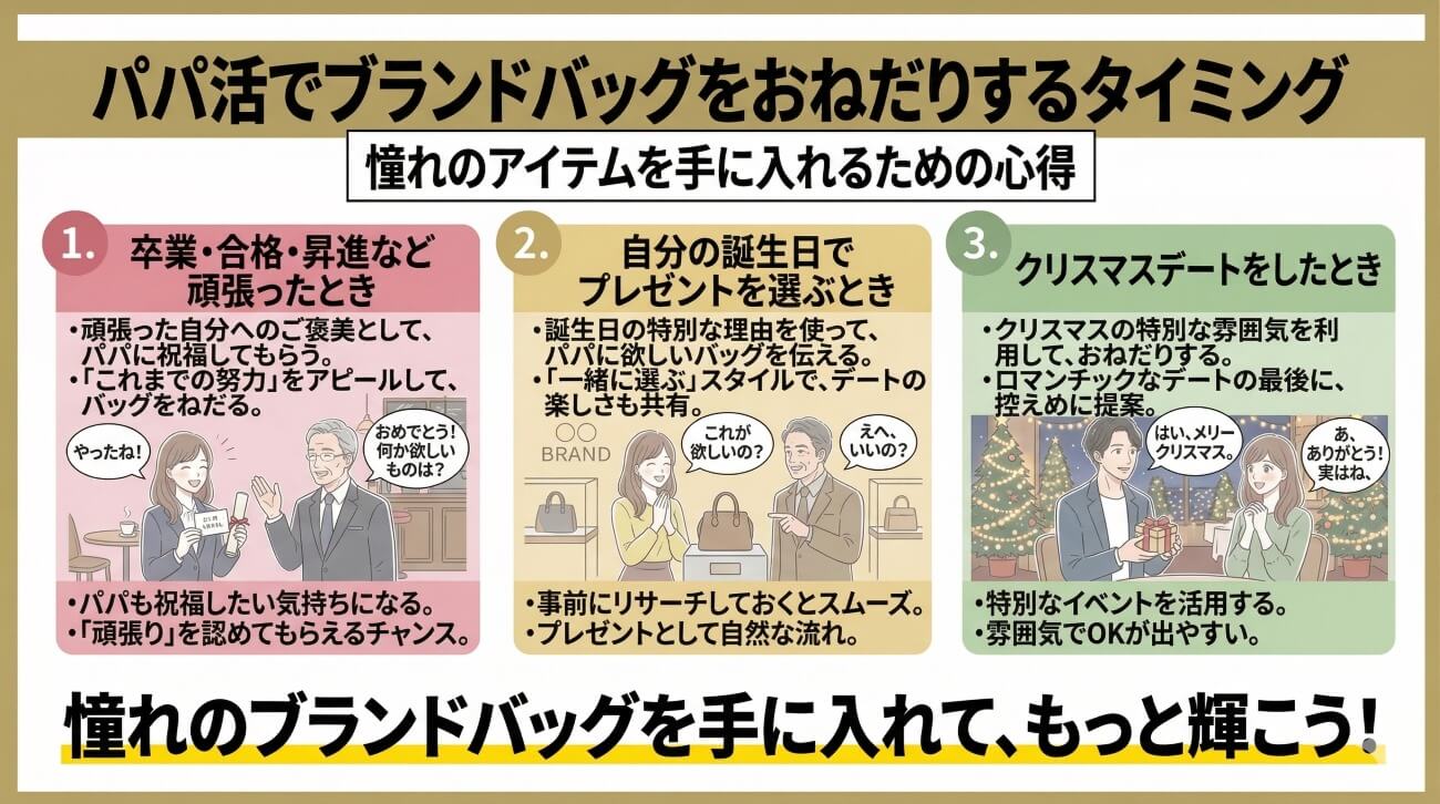パパ活でブランドバッグをおねだりするタイミング