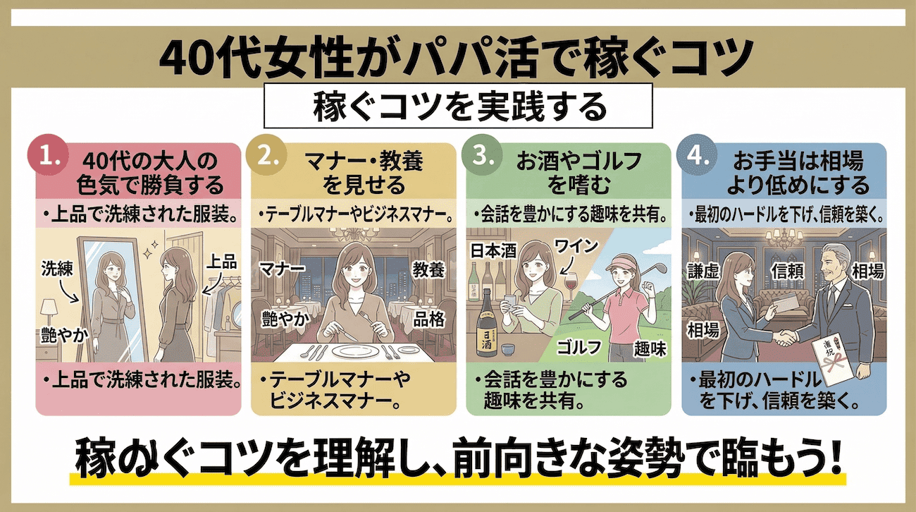 40代女性がパパ活で稼ぐコツ