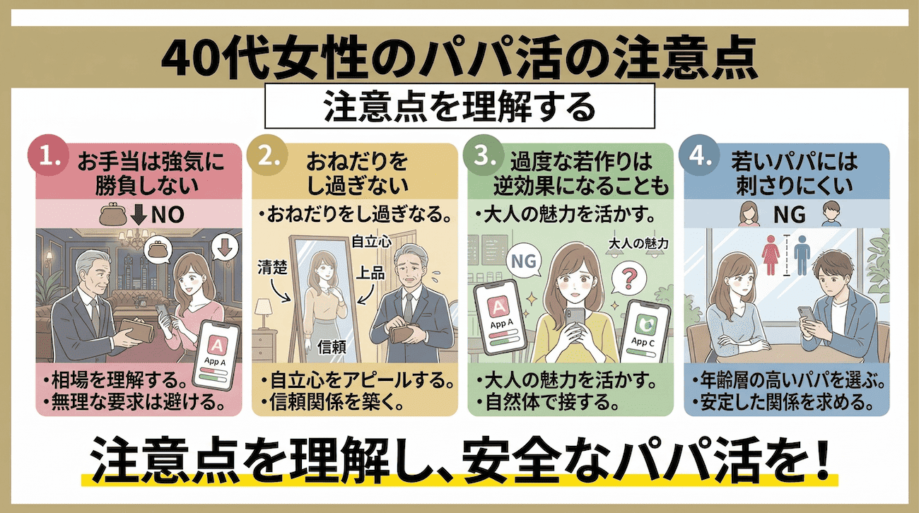 40代女性のパパ活の注意点