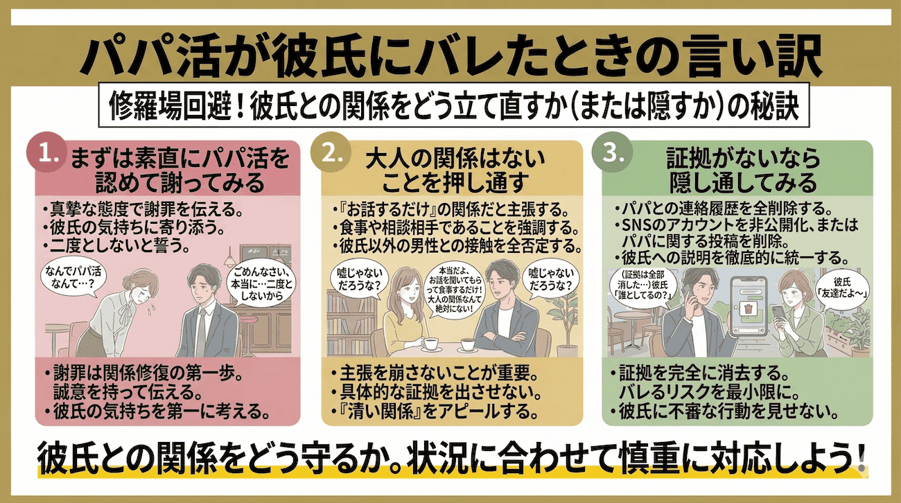 パパ活が彼氏にバレたときの言い訳