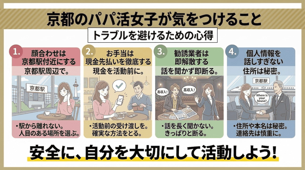 京都のパパ活女子が気をつけること