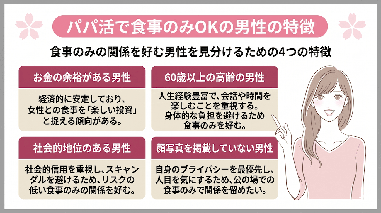パパ活で食事のみOKの男性の特徴
