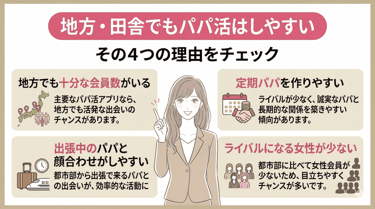 地方・田舎でもパパ活はしやすい