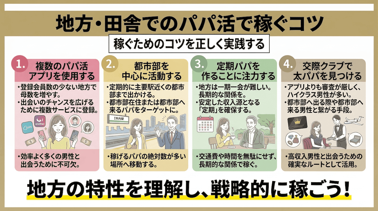 地方・田舎でのパパ活で稼ぐコツ