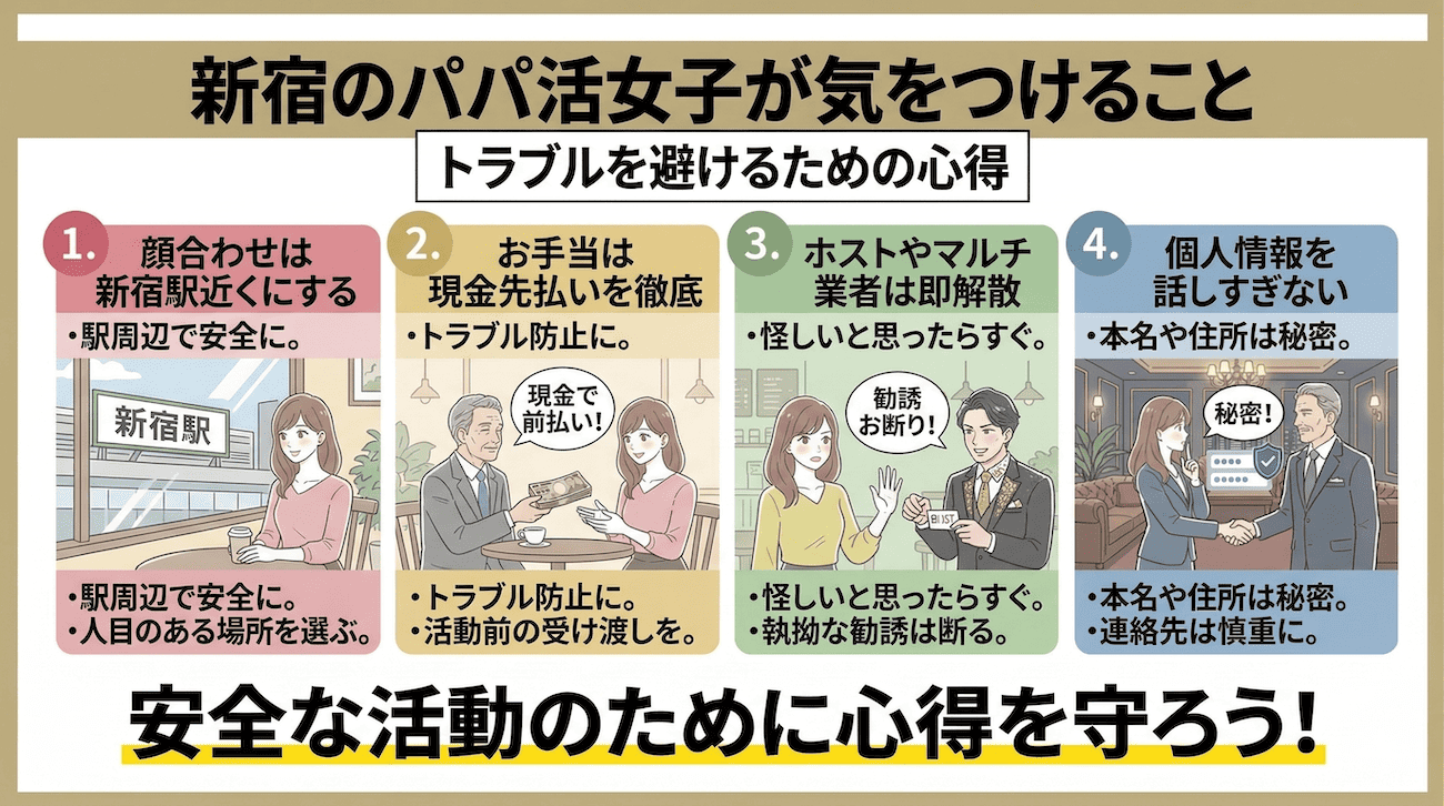 新宿のパパ活女子が気をつけること