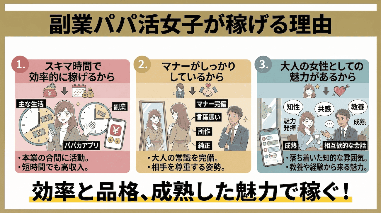 社会人の副業パパ活女子が稼げる理由