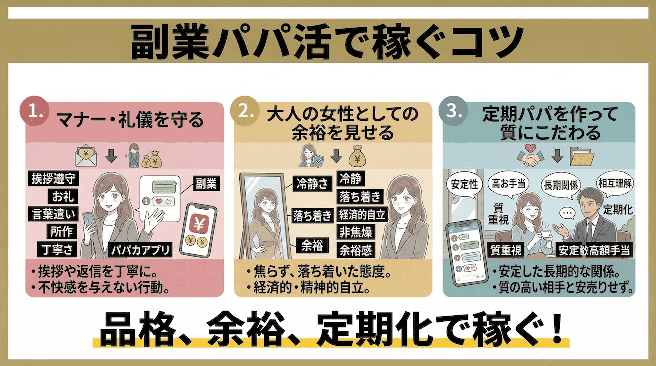 社会人・公務員が副業のパパ活で稼ぐコツ