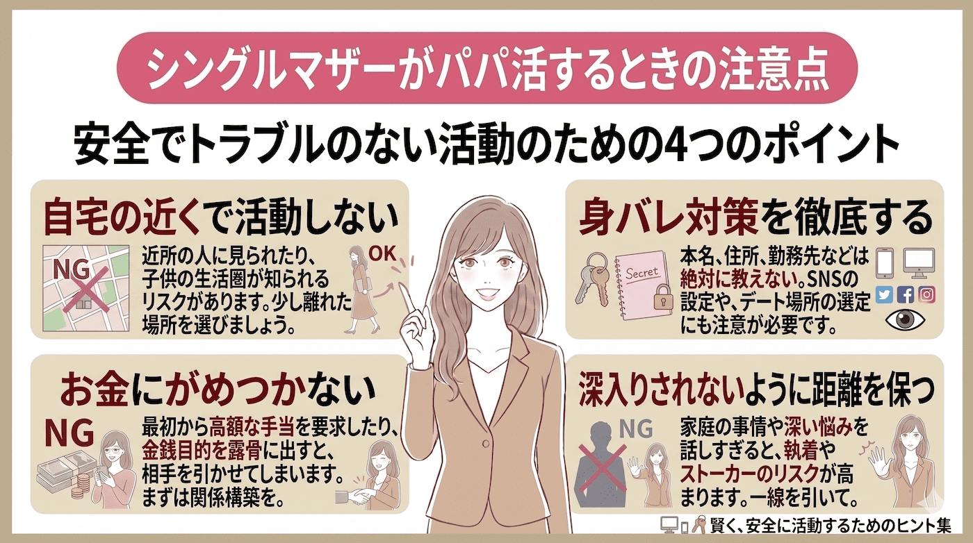 シングルマザーがパパ活するときの注意点
