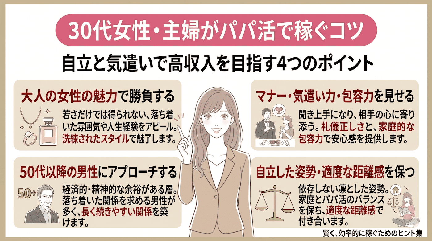 30代女性・主婦がパパ活で稼ぐコツ