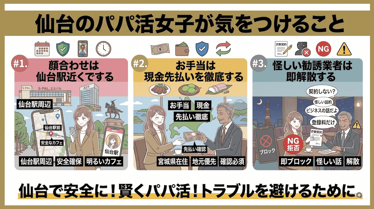 仙台のパパ活女子が気をつけること