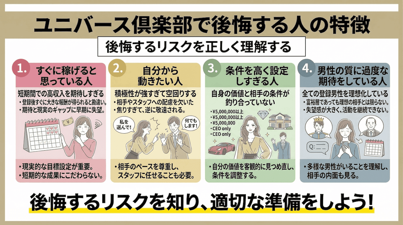 ユニバース俱楽部で後悔する人の特徴