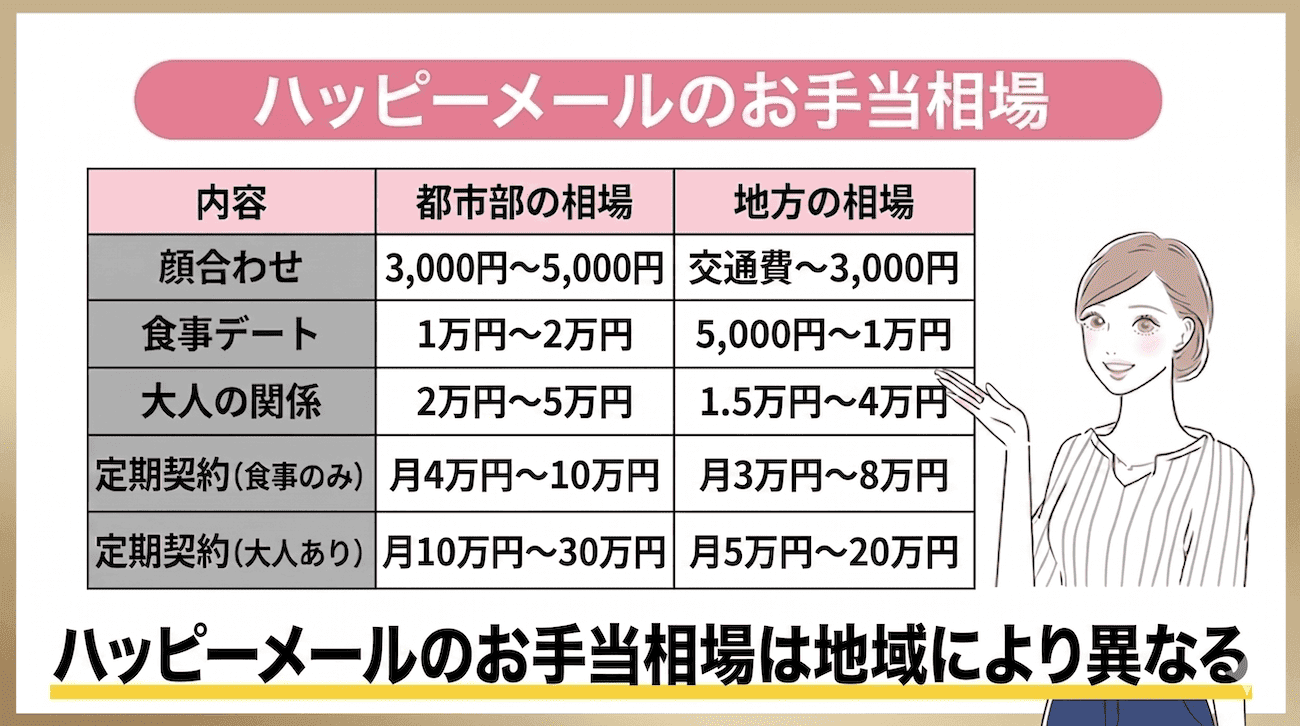 ハッピーメールのパパ活のお手当相場