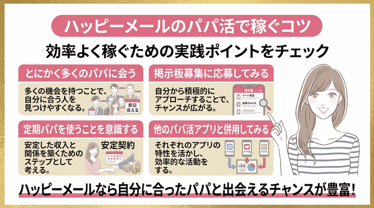 ハッピーメールのパパ活で稼ぐコツ