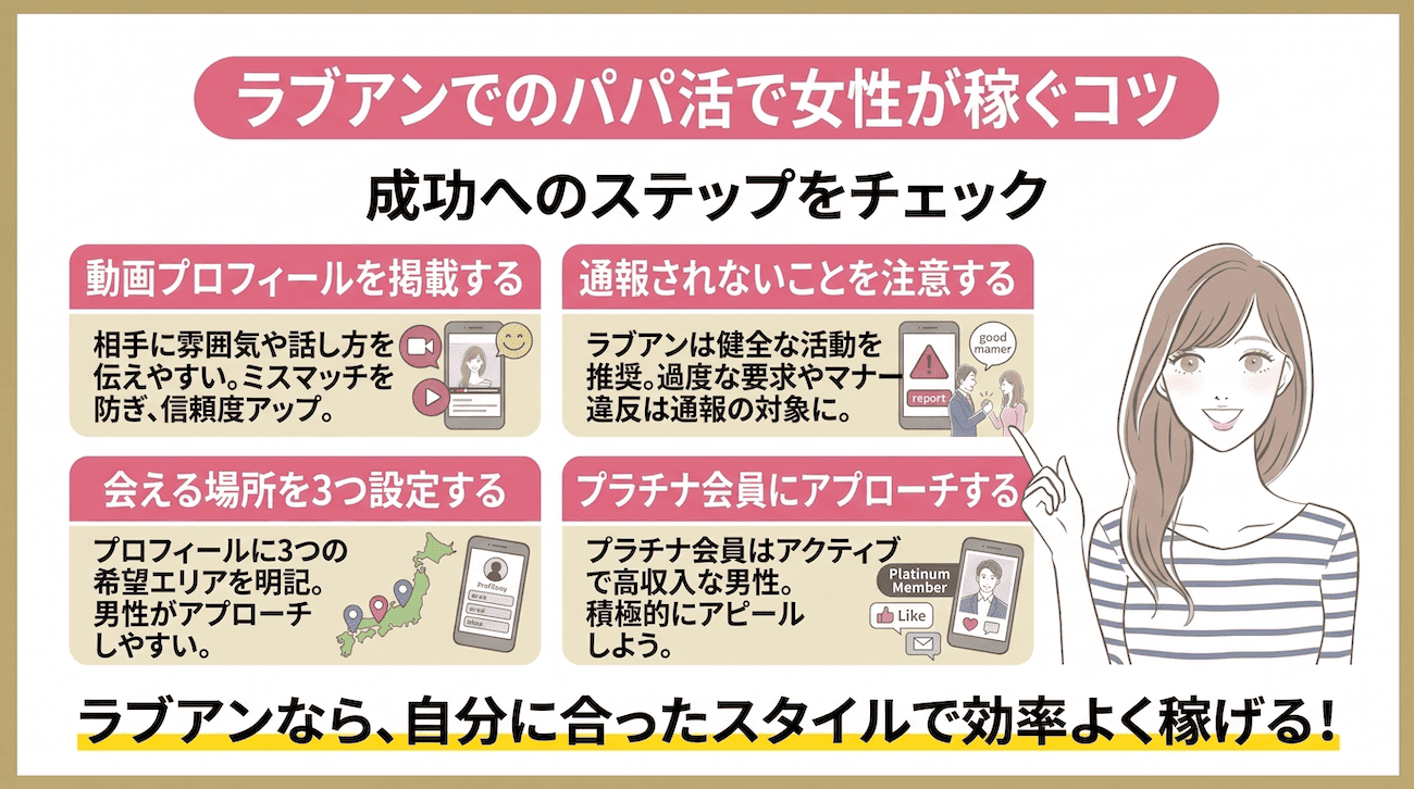 ラブアンを使ってパパ活で稼ぐコツ