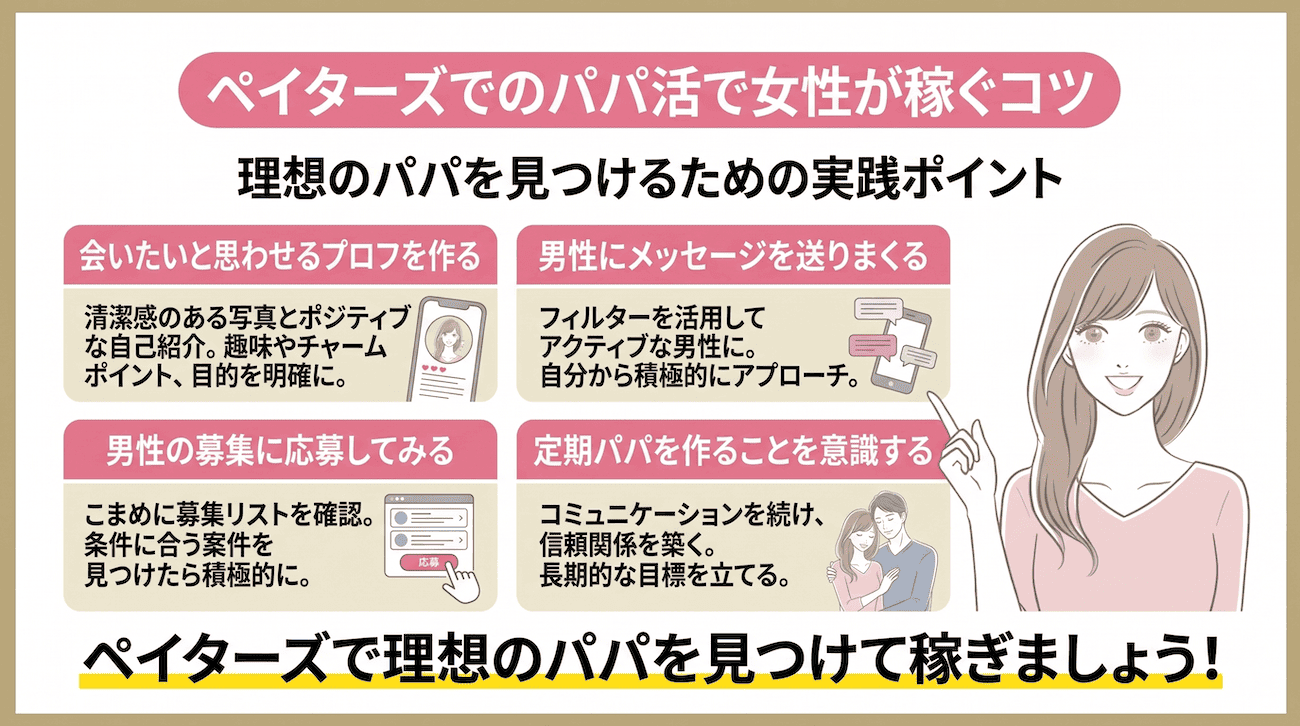 ペイターズでのパパ活で女性が稼ぐコツ