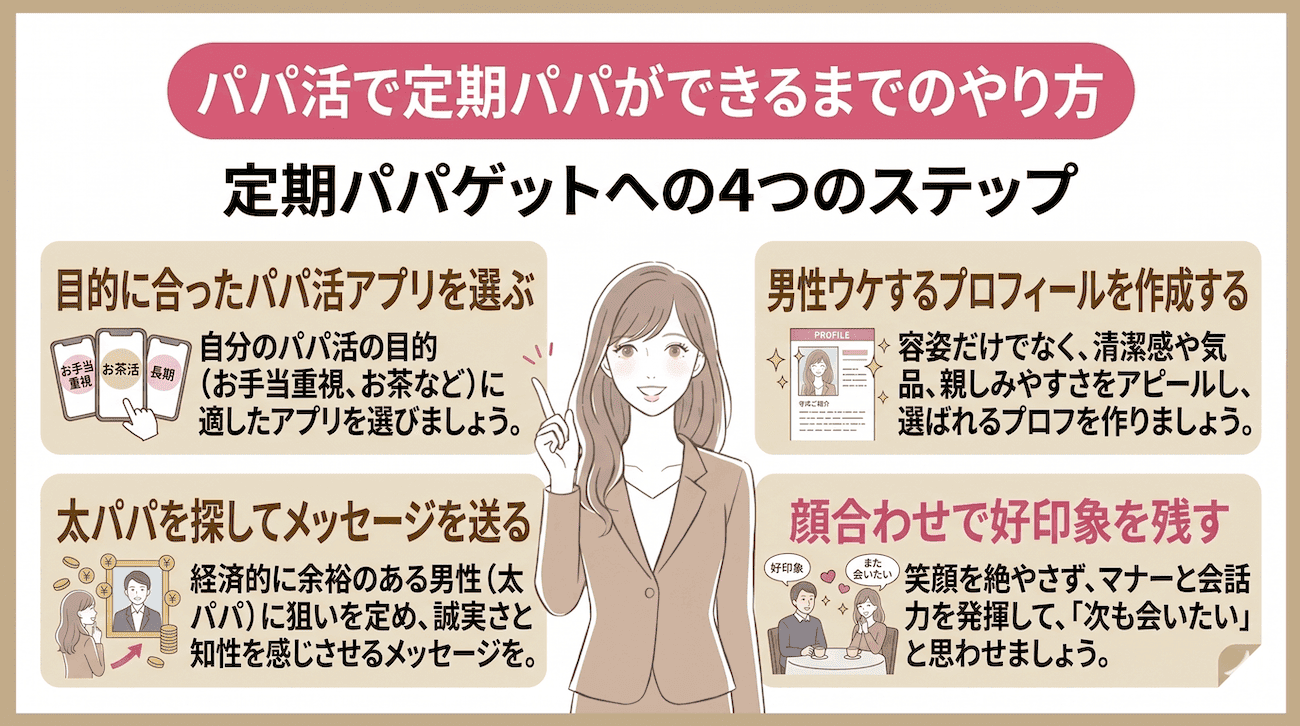 パパ活で定期パパができるまでのやり方