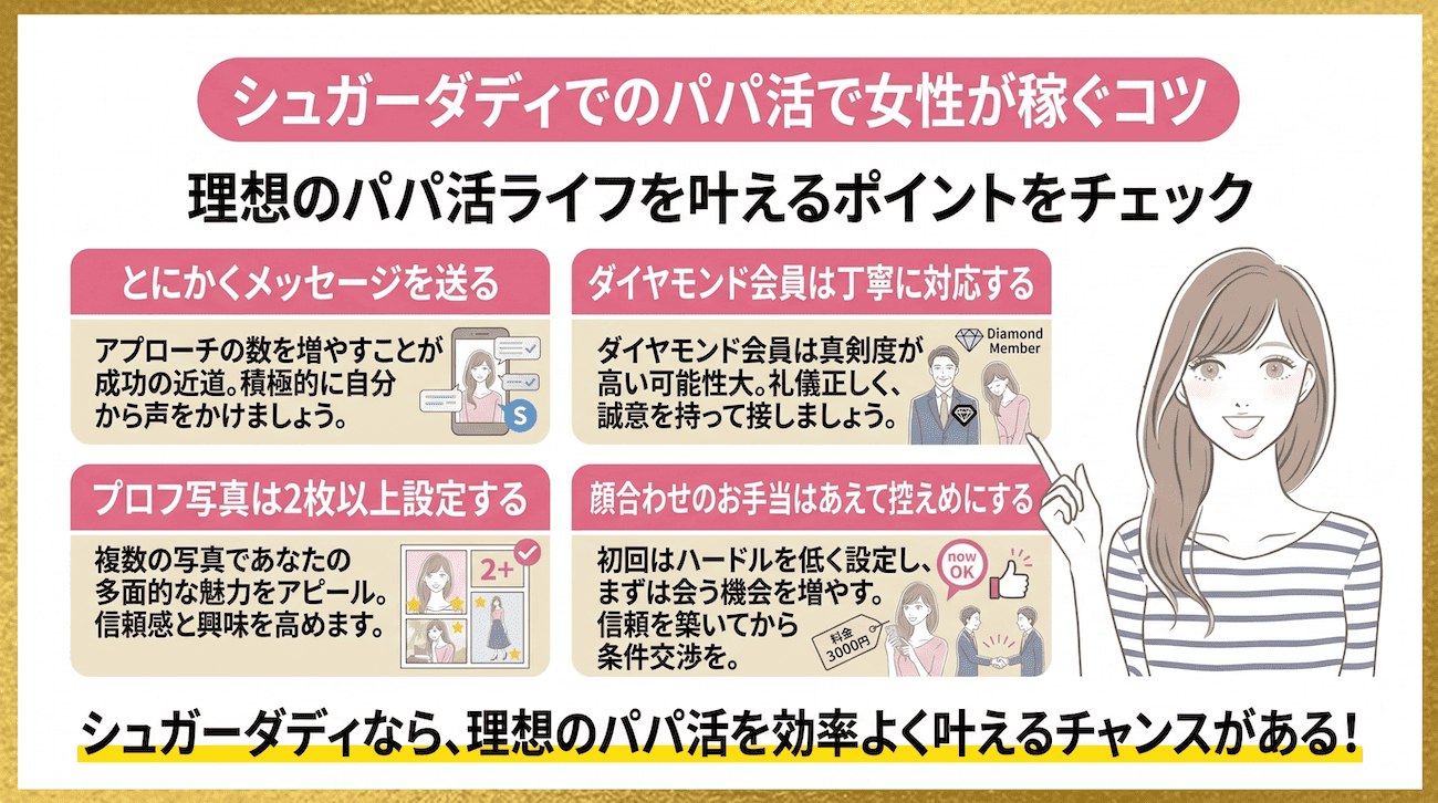 シュガーダディでのパパ活で稼ぐコツ