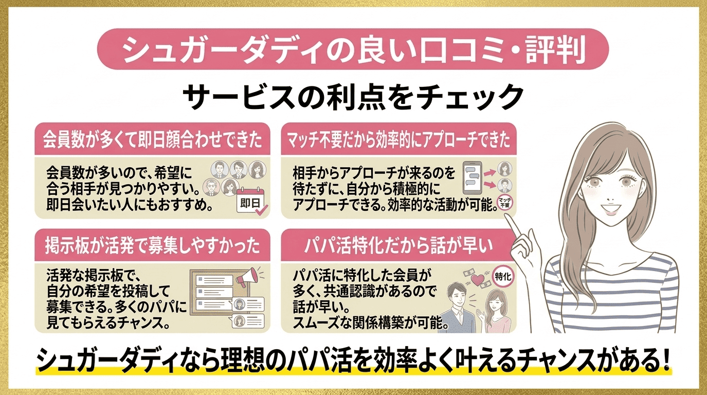 シュガーダディの良い口コミ・評判