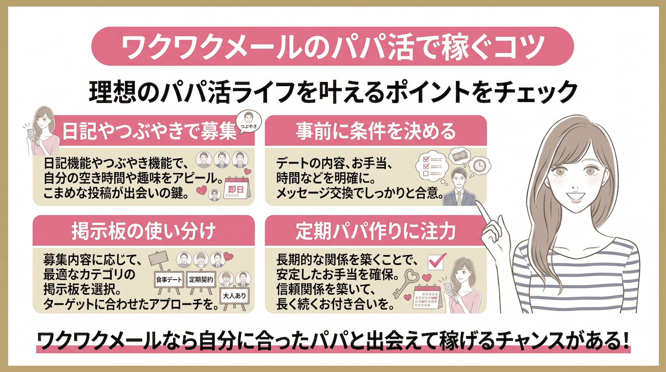 ワクワクメールのパパ活で稼ぐコツ