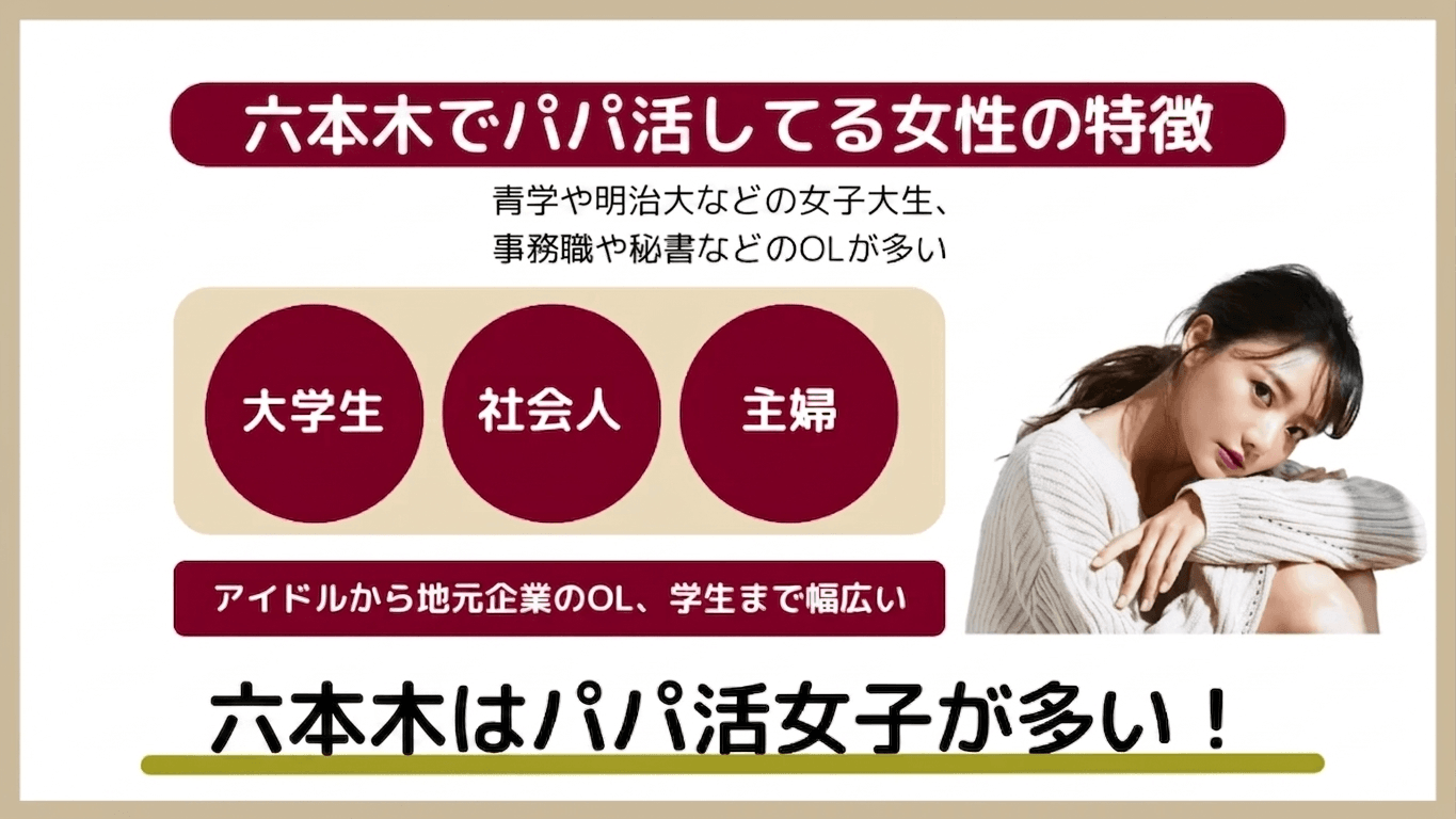 六本木でパパ活している女性の特徴