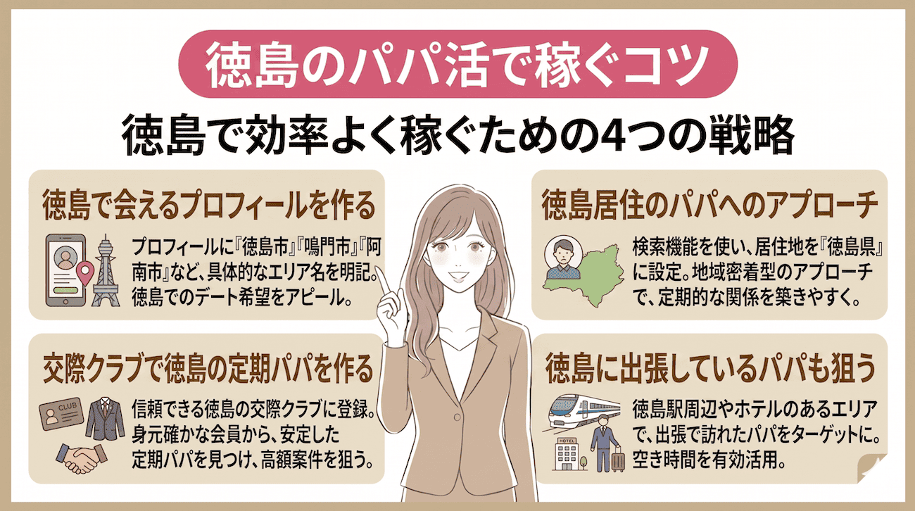 徳島のパパ活で稼ぐコツ
