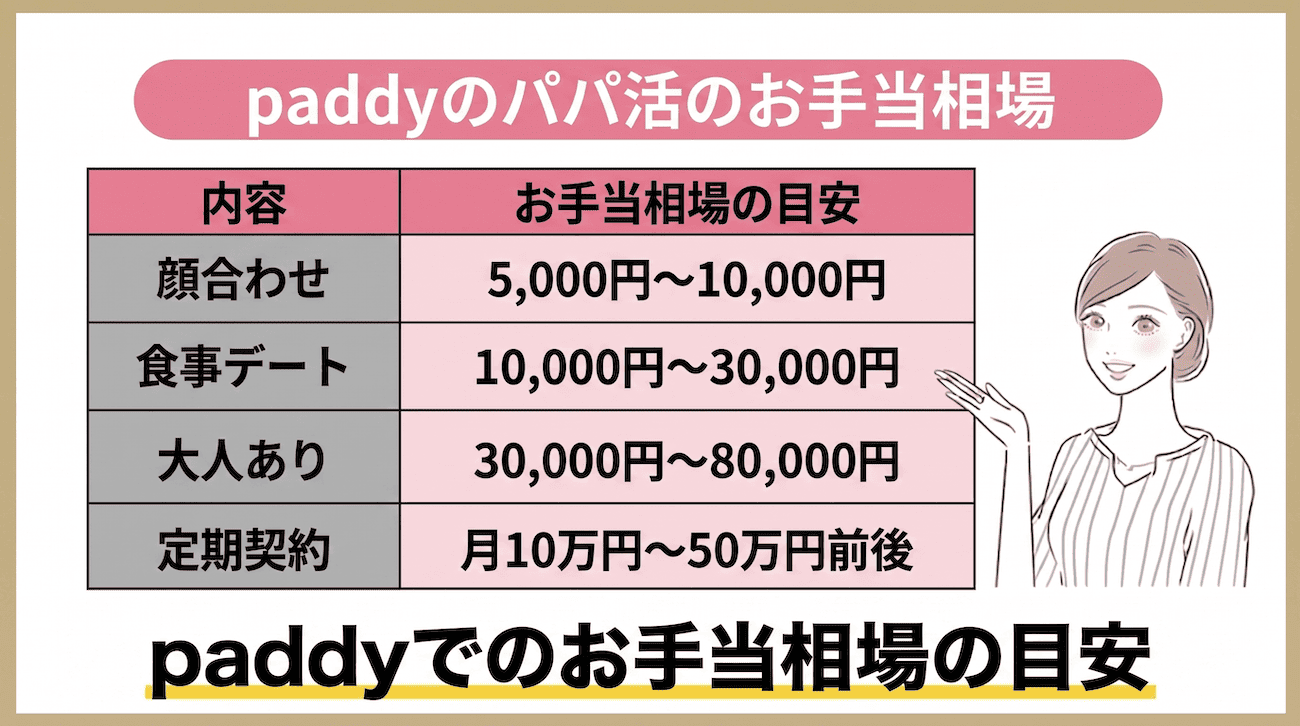 paddyのパパ活のお手当相場