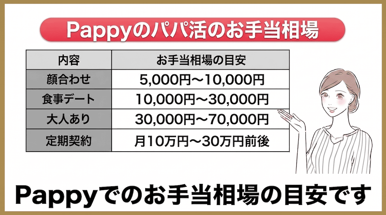 Pappyのパパ活のお手当相場